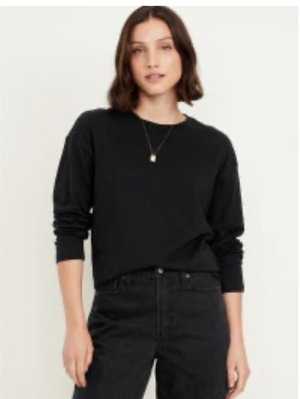 Old Navy Vintage Crew-Neck T-Shirt Lg Black Long sleeve
